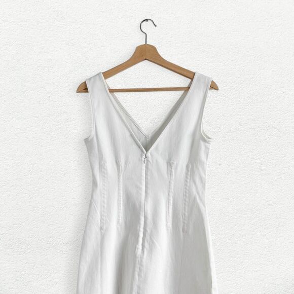 J.Crew Stretch Twill Corset Midi Dress in White - Picture 5 of 8